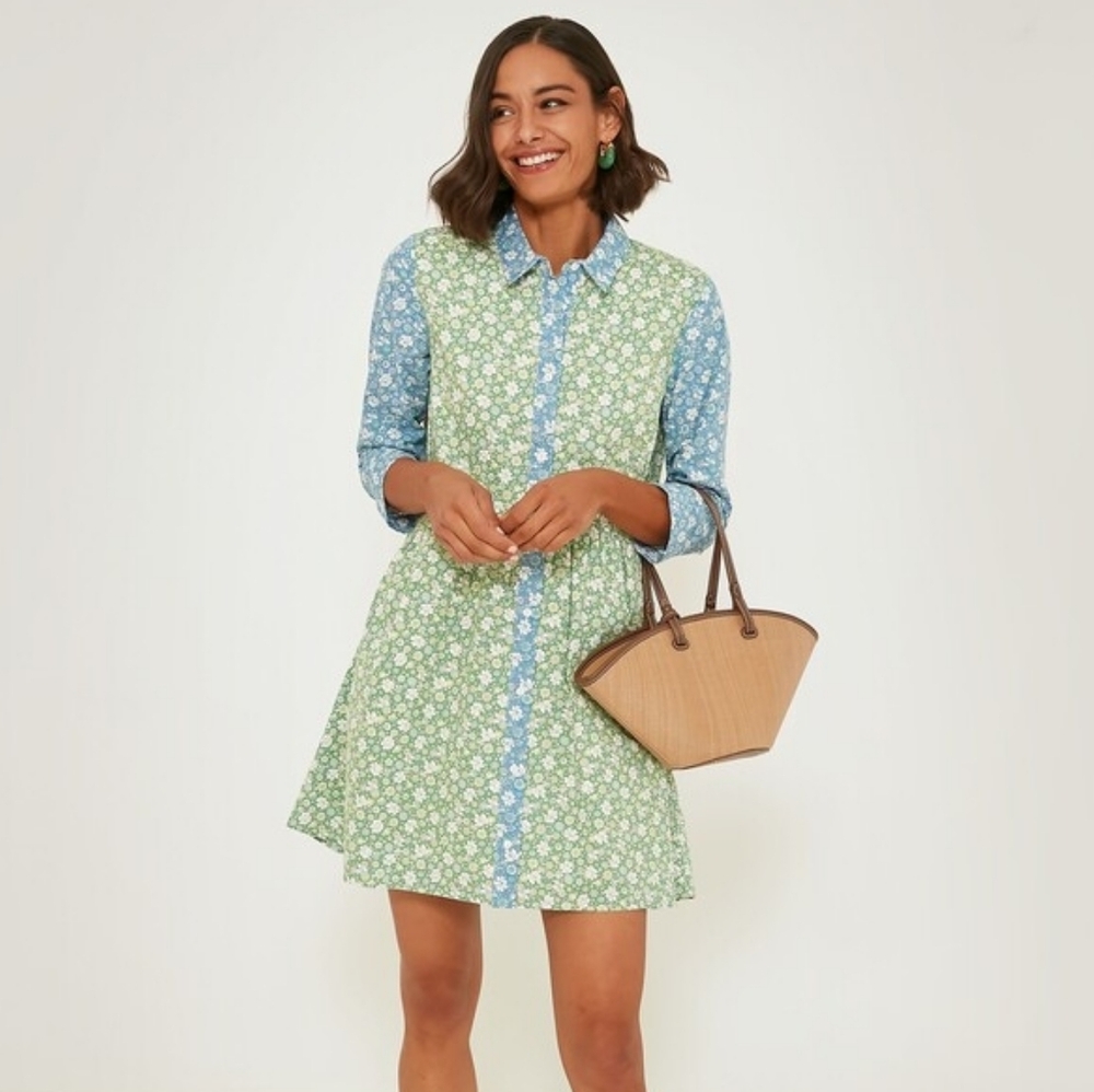 NWT Hyacinth House Mixed Floral Print Celeste Shirt Mini Dress Size XS